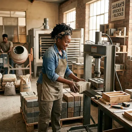 Black Woman Crafting Building Blocks