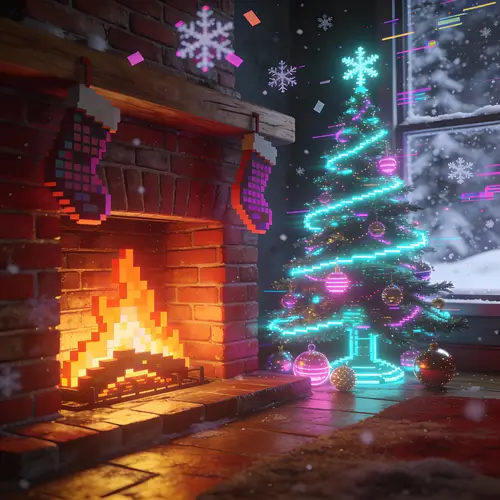 Cyber-Cozy Christmas: Warm Digital Christmas Scene