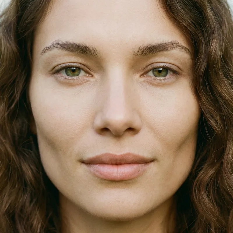 Serene Human Face with Almond-Shaped Eyes