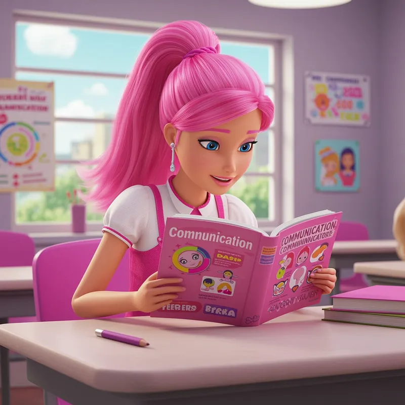 Barbie Schoolgirl Studying Communication - Pixar Style