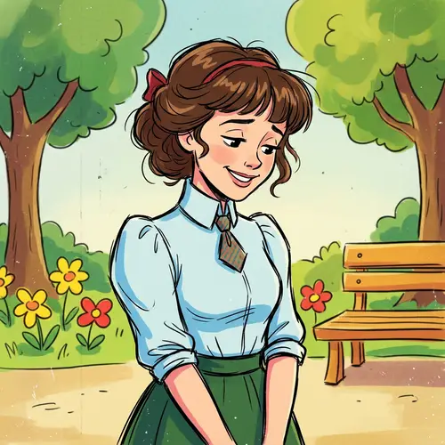 Cartoon Style Brown Hair Girl | Vibrant Animation Art