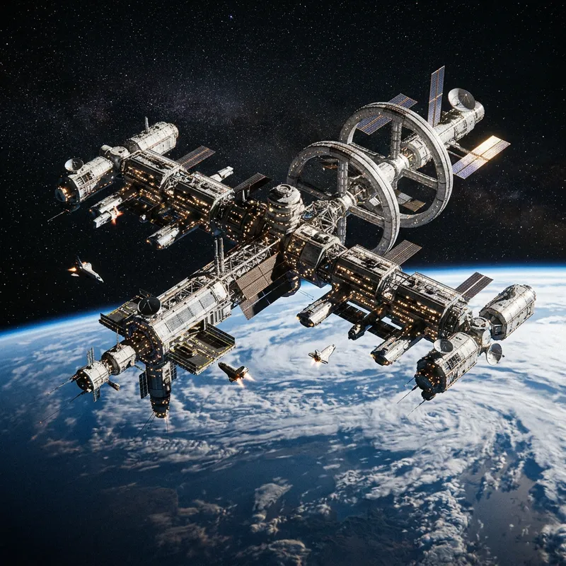 Stunning Large Space Station with Docks & Lights Stunning Large Space Station with Docks & Lights
