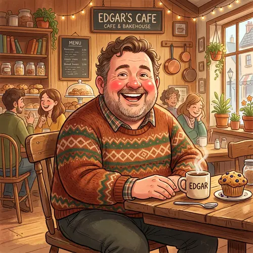 Cheerful Edgar: Illustrated Character with Chubby Cheeks