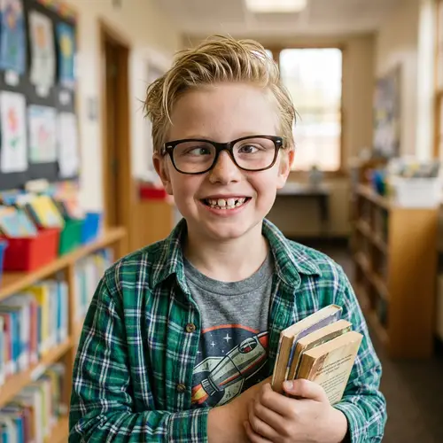 Nerdy Blonde Boy with Unique Features