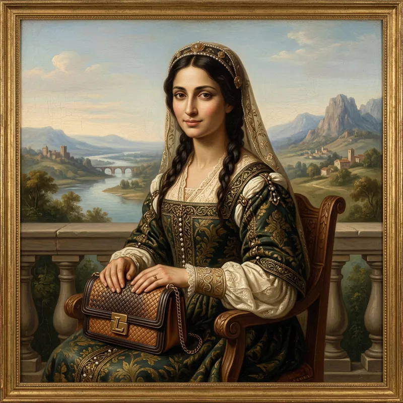 Leonardo's Ladies: Mona Lisa with a Prada Bag in Renaissance Style