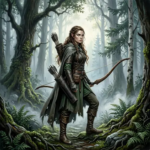 Female Half-Elf Ranger in Mystical Forest