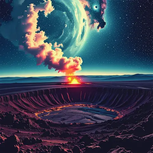 Volcano Crater in Space