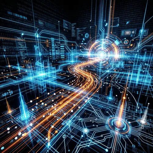 Stunning Cyber Space Art | Blue, Orange, Black & White