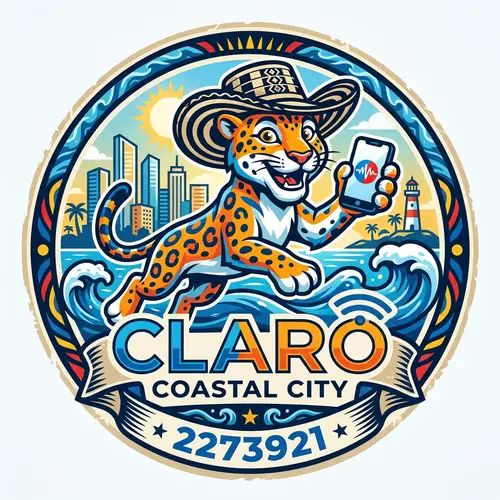 Claro Mascot Logo: Coastal City & Sombrero Vueltiao