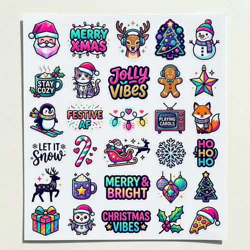 Colorful 'CUTE' Christmas Stickers for Teens and Young Adults