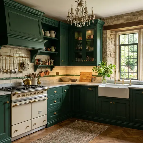 Classic Green Kitchen Design | Functional & Elegant Cabinets