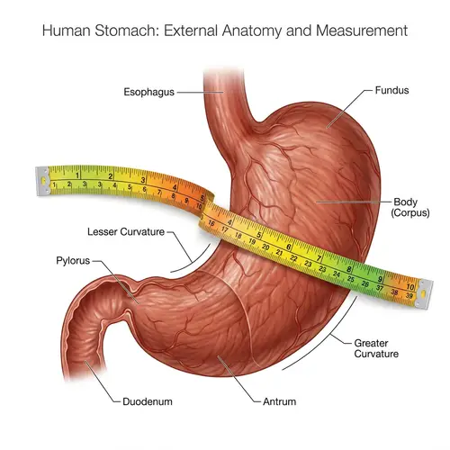 Realistic Stomach Organ with Measuring Tape - Anatomy Illustration
