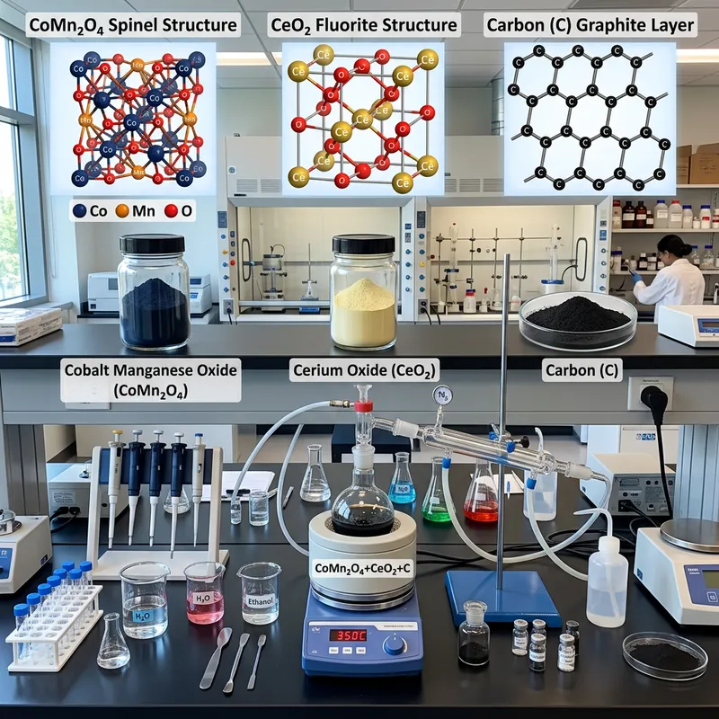 CoMn2O4 + CeO2 + C: Chemical Reaction Insights CoMn2O4 + CeO2 + C: Chemical Reaction Insights