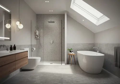 3D Render of Stylish Bathroom Design