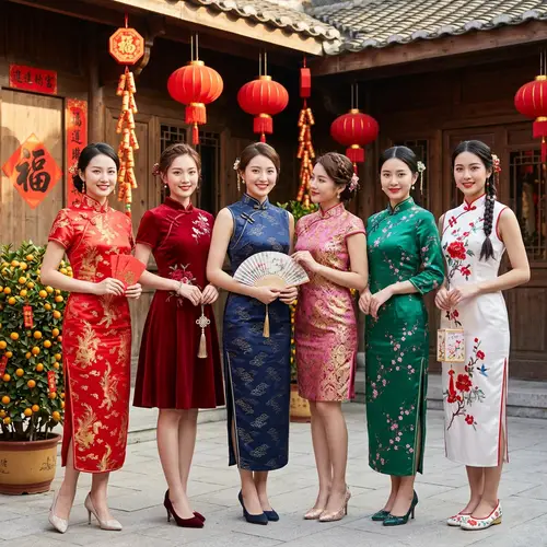 Six Female CNY Models Cheongsam - Trendy Asian Fashion