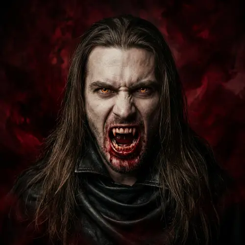 Sinister Vampire Head with Amber Eyes