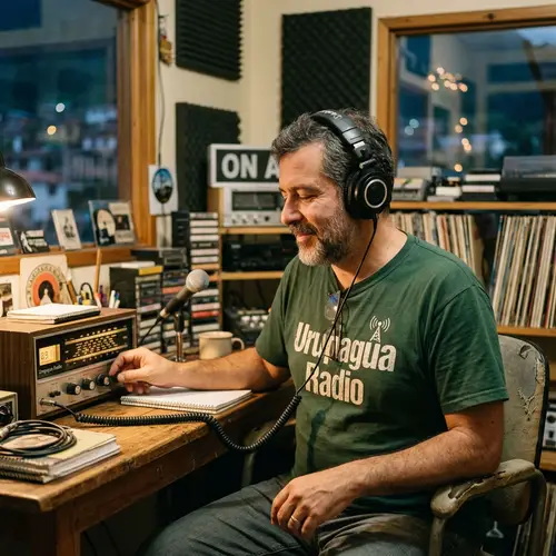 Man Enjoying Urupagua Radio with Headphones