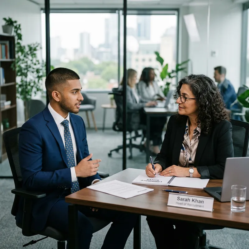 Successful Job Interview with Confident Young Man Successful Job Interview with Confident Young Man