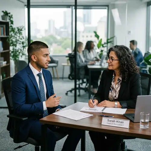 Professional Job Interview with Young South Asian Man