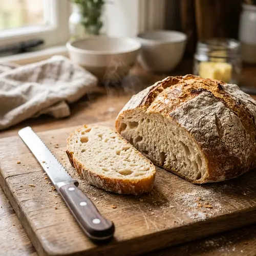 Freshly Baked Golden Brown Bread | Soft Warm Interior