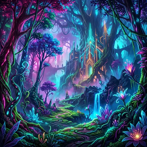 Explore a Mystical Neon Forest with Hidden Temple