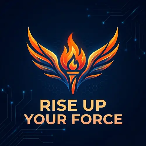 Modern Digital Marketing Logo with Fire and Wings | Rise Up Your Force