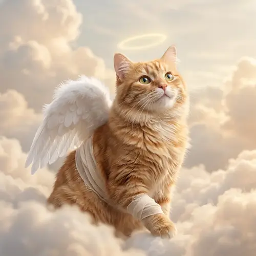 Red Cat with Angel Wings | Saint Amongst Clouds