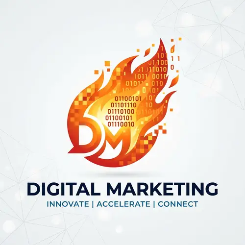 Innovative Digital Marketing Logo Design with Fire Element