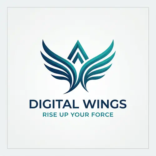 Modern Digital Marketing Logo with Mythological Goddess Wings