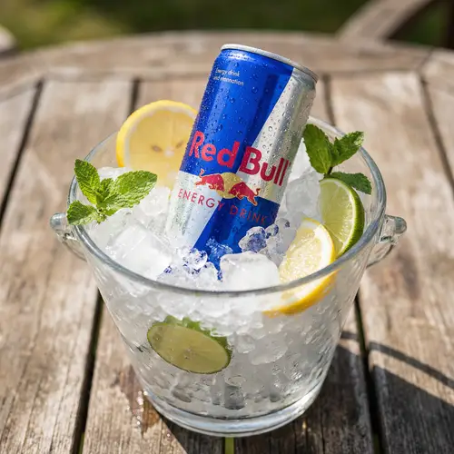 Refreshing Red Bull on Ice