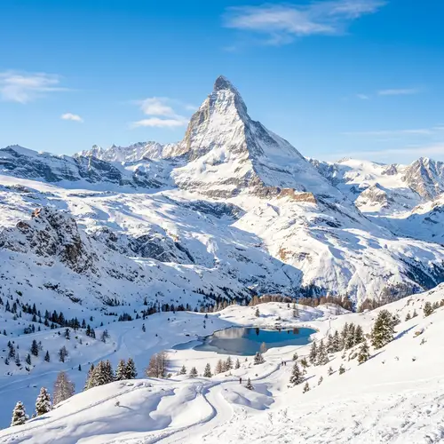 Sunlit Snowy Mountain