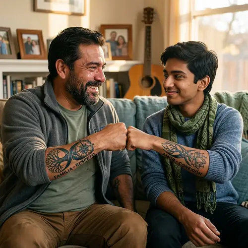 Father and Son Fist Bump Tattoo Design