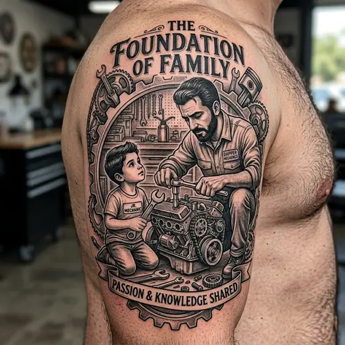 Father & Son Mechanics Tattoo Design