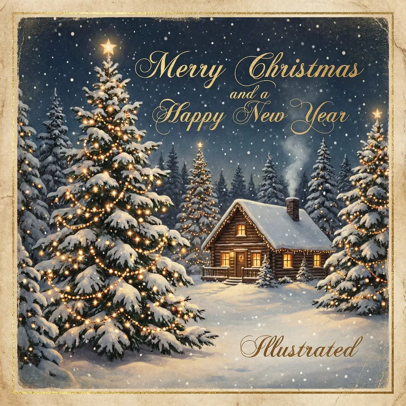 Festive Christmas Card Design with Twinkling Lights