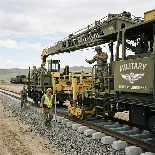 Military Railway Engineers Oversee Track Construction