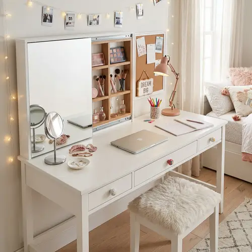 Teenage Girl Writing & Dressing Table with Retractable Mirror