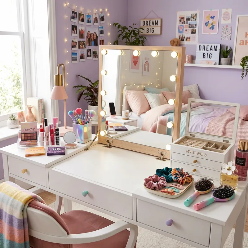 Teenage Girl Dressing Table with Retractable Mirror | Modern & Stylish Design