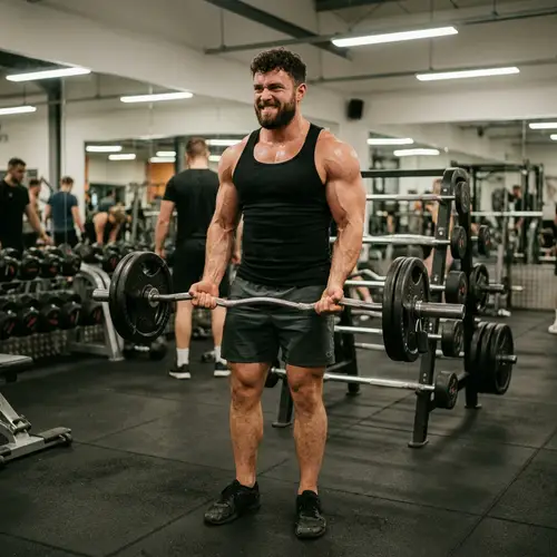 Muscular Male Bodybuilder Training with Weights