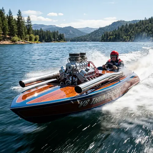Impressive V8 Engine Narrow Boat with Side Pipes