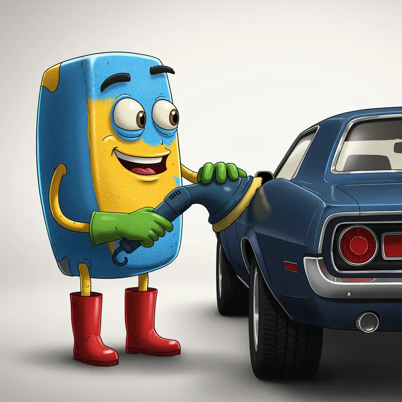 Car Polisher Character Design with Human Features