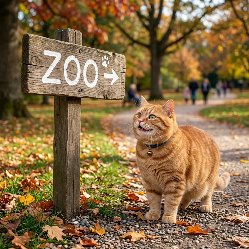 Plump Cartoon Ginger Cat Enjoying the Park - Realism and Aesthetics