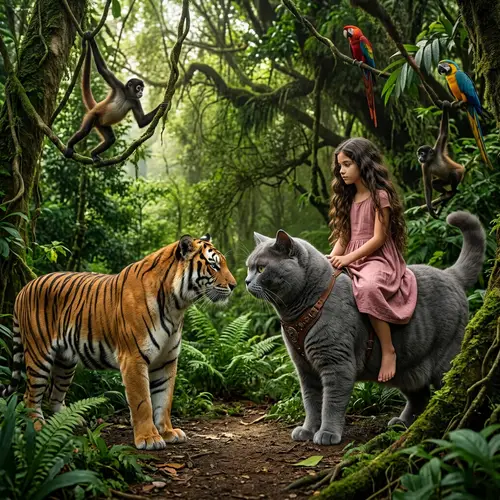 Realism and Beauty: British Cat Staring Down Ginger Tiger