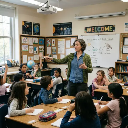 Dedicated Teacher Inspiring Students in Classroom