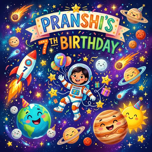 Pranshi's 7th Birthday in Space - Cosmic Celebration