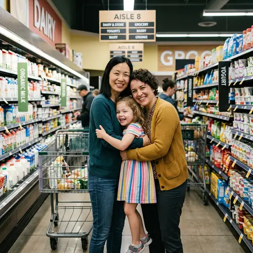 Family Love: Embracing Moments in a Grocery Store