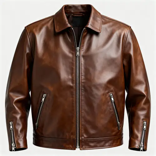 Classic Leather Jacket Design with Zippers & Pockets