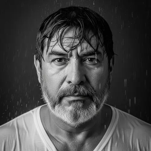 Black and White Portrait with Wet Effect