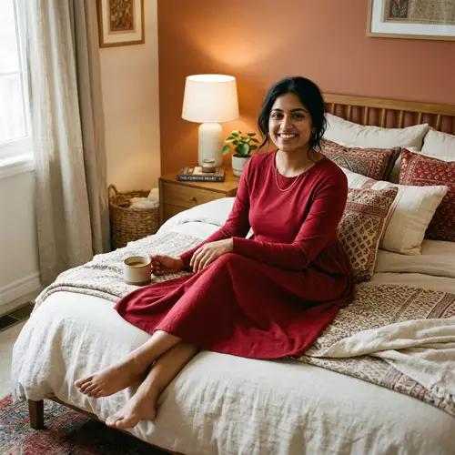Elegant Indian Woman in Red Dress - Confident Style