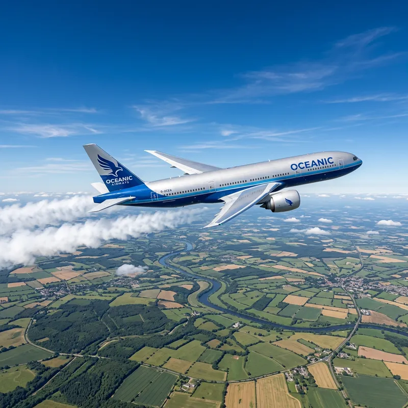 Jet Flying High in Blue Sky