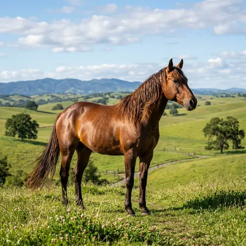 Majestic Horse in Serene Landscape | Radiant Glow in Sunlight